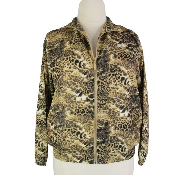 K.T. Golf Windbreaker Jacket Full Zip Front Animal Print Motif Sz Medium Pockets - Picture 1 of 11